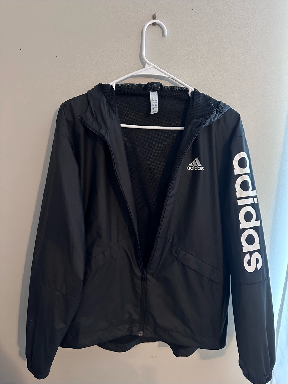adidas Black Hooded Utility Jacket with Bold Sleeve Logo